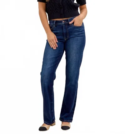 Judy Blue Everyday Icon Straight Leg Jeans In Dark Wash In Blue