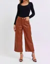 JUDY BLUE FAUX LEATHER CROP WIDE PANTS IN CAMEL