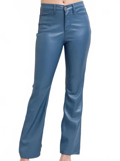 Judy Blue Faux Leather High Waisted Tummy Control Bootcut Pants In Blue