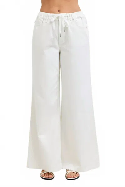 Judy Blue Featherweight Palazzo Wide Leg Jeans In White In Multi