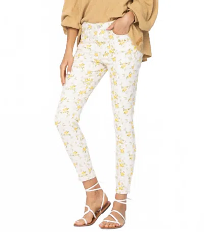 Judy Blue Floral Print Midrise Skinny Jeans In Yellow In Multi