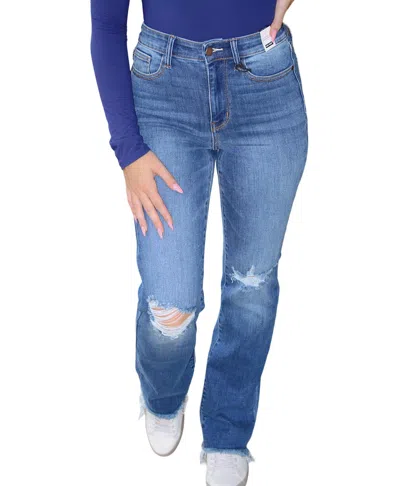 Judy Blue Fray Hem Straight Jeans In Blue
