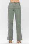 Judy Blue Front Seam Straight Fit Jeans In Sage In Blue