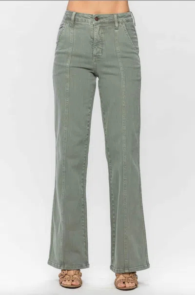 Judy Blue Front Seam Straight Fit Jeans In Sage In Blue