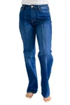 Judy Blue Front Seam Wide Leg Trouser Jeans In Dark Wash In Blue