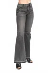 Judy Blue Full Size Midi Rise Tummy Control Release Hem Flare Jeans In Washed Gray In Gray