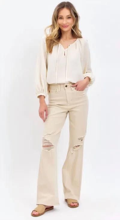 Judy Blue Garment Dyed 90's Straight Jean In Bone In Neutral