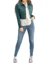 Judy Blue Garment Dyed Grinding Denim Jacket In Teal In Blue