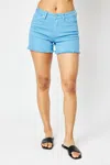 Judy Blue Mid Rise Shield Pockets Denim Short In Dyed Sky Blue