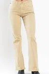 Judy Blue Mid Rise Garment Dyed Slim Boot Jeans In Khaki In Multi