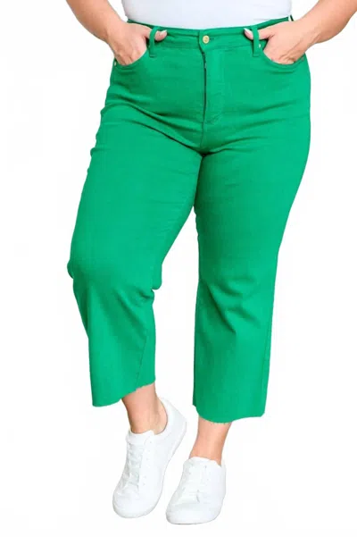Judy Blue Goddess Tummy Control Wide Leg Crop Jean - Plus In Green