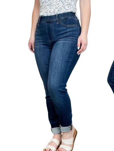 Judy Blue Gracie High-rise Slim Fit Pull On Jeans In Dark Wash In Blue