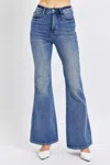 Judy Blue Tummy Control Contrast Wash Flare Jeans In Medium Wash In Multi