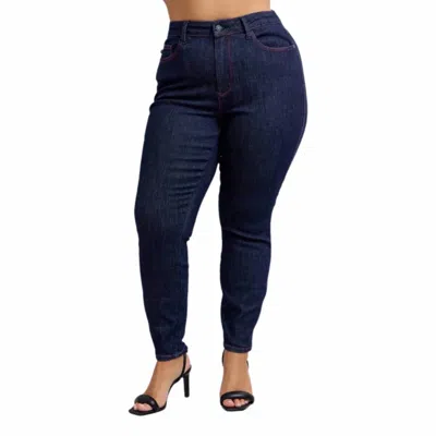 Judy Blue Heart Shaped Back Pockets Skinny Jeans - Plus In Dark Navy In Blue