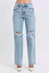 Judy Blue Hi-rise Rigid Magic 90's Straight Jean In Light Wash In Blue
