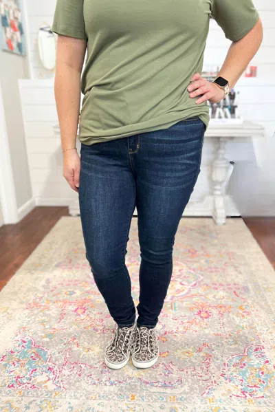 Judy Blue Hi-waist Dark Wash Skinny Jeans In Dark Blue
