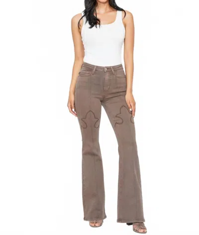Judy Blue Hi Waist Shield Back Pockets Flare Jeans In Brown