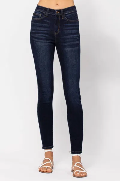 Judy Blue Hi-waist Skinny With Handsanding In Dark Wash In Black