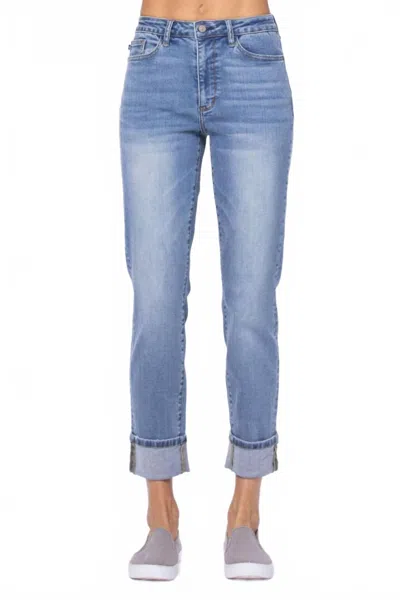 Judy Blue Hi Waist Vintage Wash Boyfriend Jeans In Medium Blue