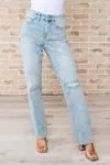 Judy Blue High Rise 90's Straight Jean In Light Wash In Blue