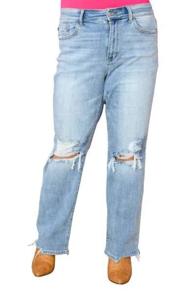 Judy Blue High Rise 90's Straight Jeans In Light Wash In Blue
