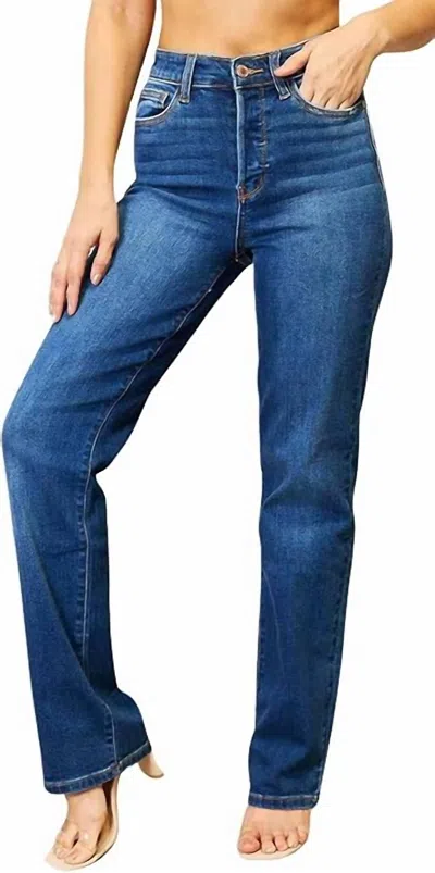 Judy Blue High Rise Button Fly Dad Jeans In Medium Wash In Multi