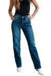 Judy Blue High Rise Button Fly Straight Jeans In Medium Wash In Multi