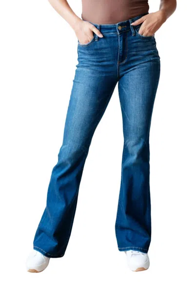 Judy Blue High Rise Classic Flare Jeans In Dark Wash In Blue