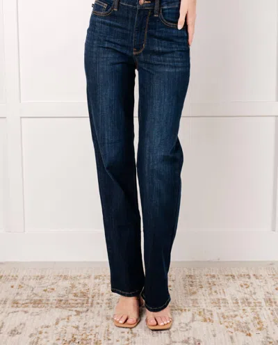 Judy Blue High Rise Classic Straight Jean In Dark Wash In Blue