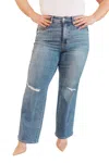 Judy Blue High Rise Control Top Distressed Straight Jeans In Medium Wash In Multi