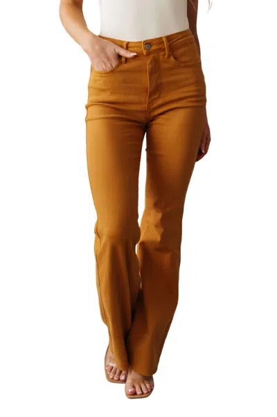 Judy Blue High Rise Control Top Flare Jeans In Marigold In Gold