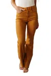 Judy Blue High Rise Control Top Flare Jeans In Marigold In Brown