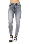 Judy Blue High Rise Control Top Release Hem Skinny Jeans In Washed Out Grey In Multi