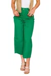Judy Blue High Rise Control Top Wide Leg Crop Jeans In Kelly Green In Green