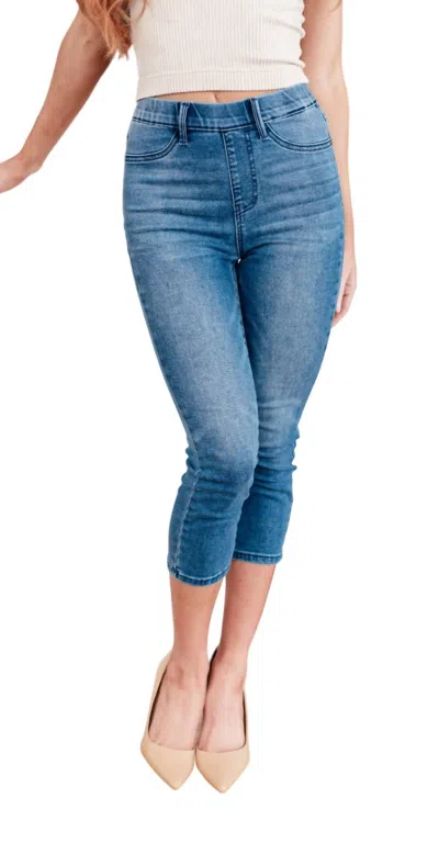 Judy Blue High Rise Cool Denim Pull On Capri Jeans In Medium Wash In Multi