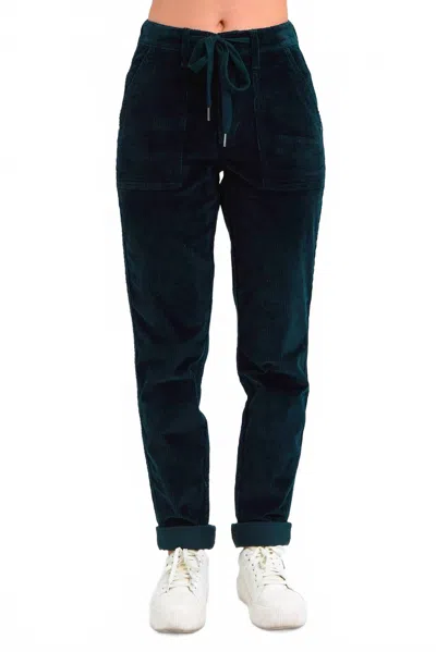 Judy Blue High Rise Corduroy Cuffed Jogger Pants In Emerald In Blue