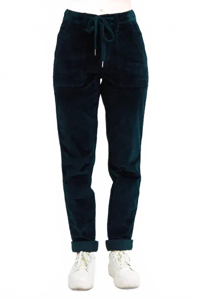Judy Blue High Rise Corduroy Cuffed Jogger Pants In Emerald In Blue