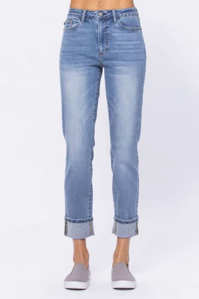 Judy Blue Come On Down Boyfriend Jeans In Vintage Wash In Multi