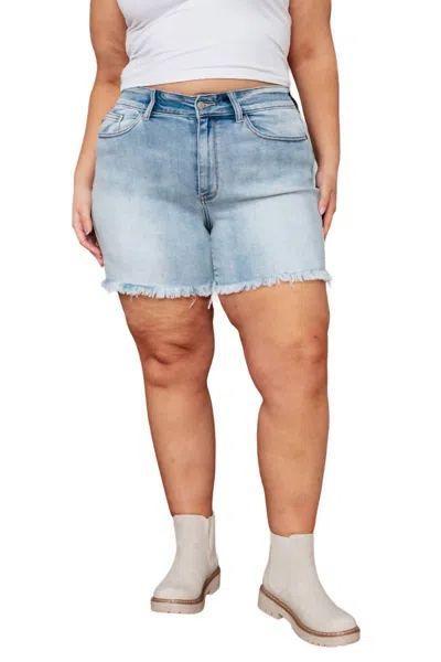 Judy Blue High Rise Cutoff Dad Shorts In Light Wash In Blue