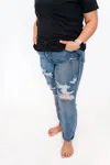 Judy Blue High Rise Destroyed Boyfriend Jean - Plus In Medium Wash In Multi