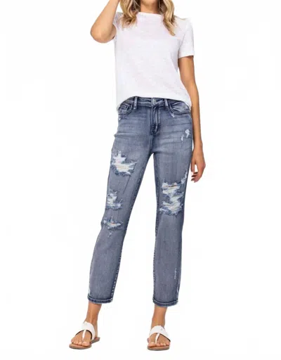 JUDY BLUE HIGH RISE DESTROYED BOYFRIEND JEANS IN DENIM