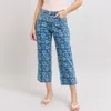 JUDY BLUE HIGH RISE FLOWER PRINT CROP WIDE JEANS IN BLUE