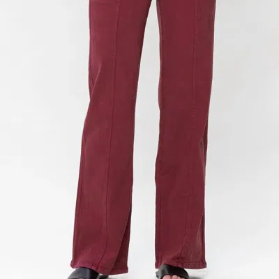 Judy Blue High Rise Front Seam Straight Jeans In Burgundy In White
