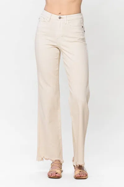 Judy Blue High Rise Over Dyed 90's Straight Leg Jeans In Light Khaki Denim