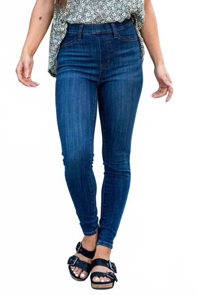Judy Blue High Rise Pull On Skinny Jeans In Dark Wash In Blue