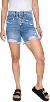 Judy Blue High Rise Rigid Magic Button Fly Cutoff Shorts In Medium Wash In Blue