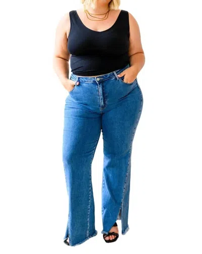 Judy Blue High Rise Split Hem Straight Jeans In Vintage Wash In Multi