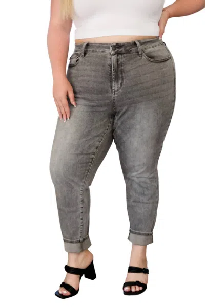 Judy Blue High Rise Stone Wash Slim Jeans In Gray In Multi