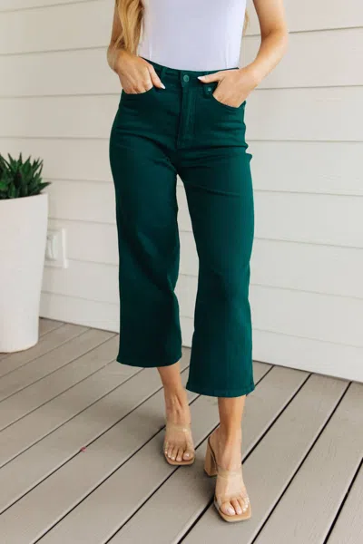 Judy Blue High Rise Wide Leg Crop Jeans In Teal