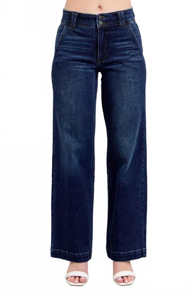 Judy Blue High Rise Wide Leg Jeans In Dark Wash In Blue
